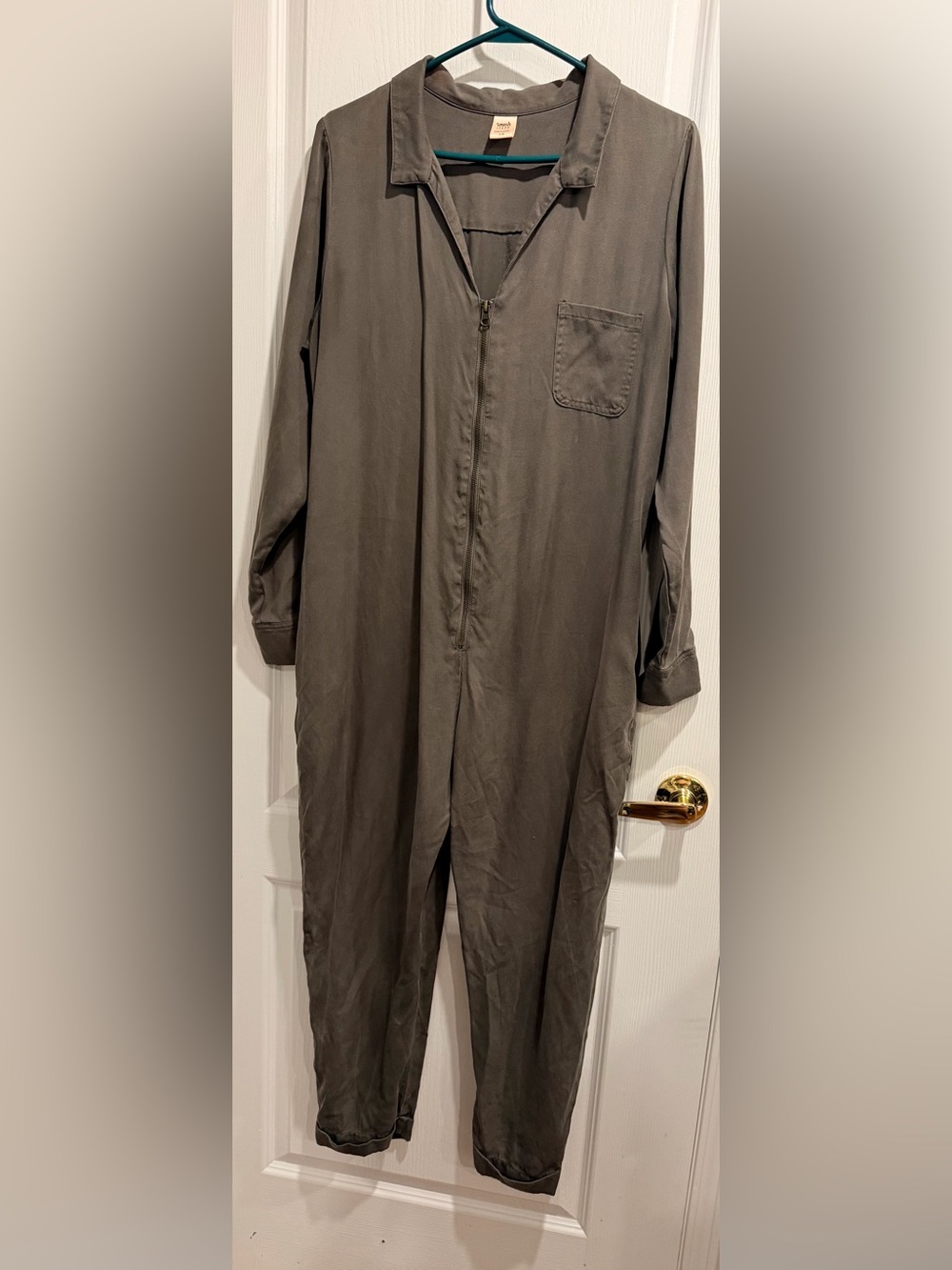 Smash + Tess Olive-Grey Zip Front Jumpsuit